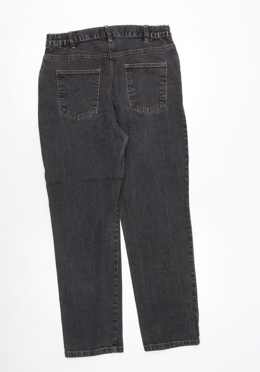 Being casual Womens Black Cotton Straight Jeans Size 12 Regular Zip