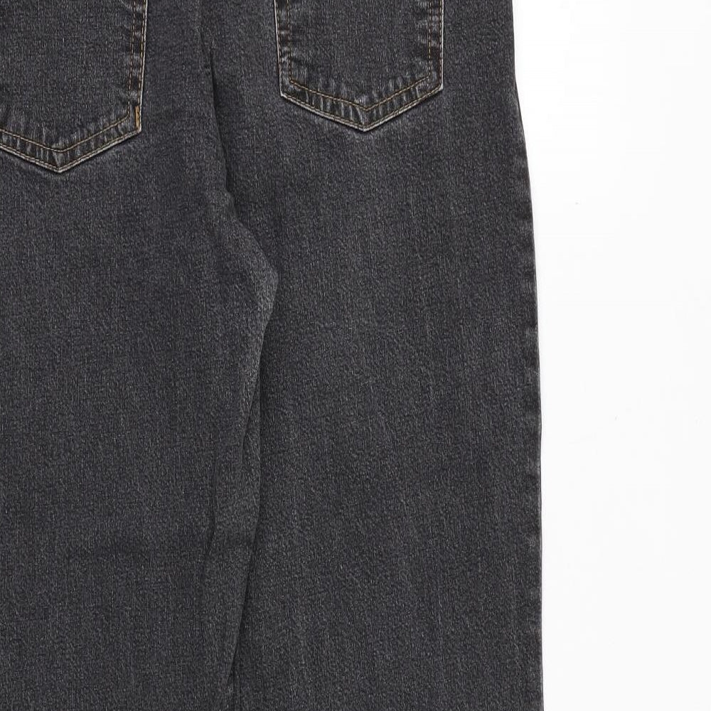 Being casual Womens Black Cotton Straight Jeans Size 12 Regular Zip