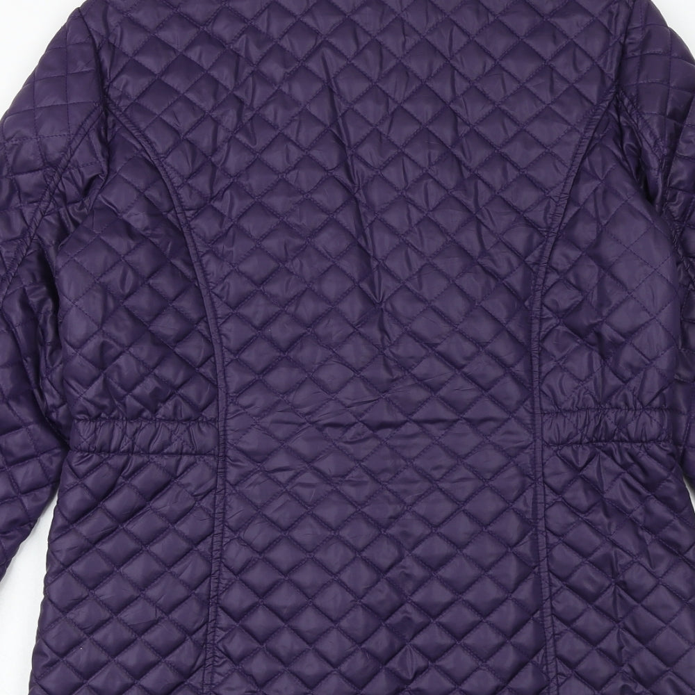 Cecilia Classics Womens Purple Quilted Jacket Size 6 Zip - Size 6-8