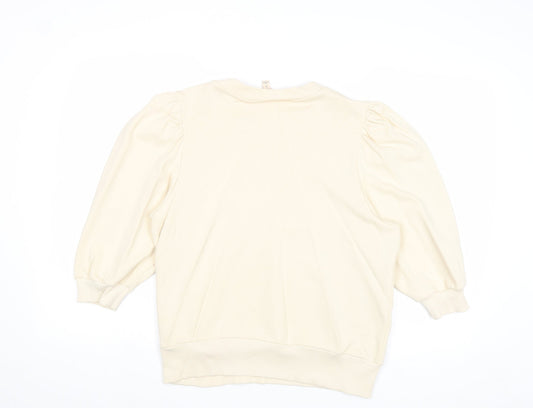 H&M Womens Beige Cotton Pullover Sweatshirt Size L Pullover