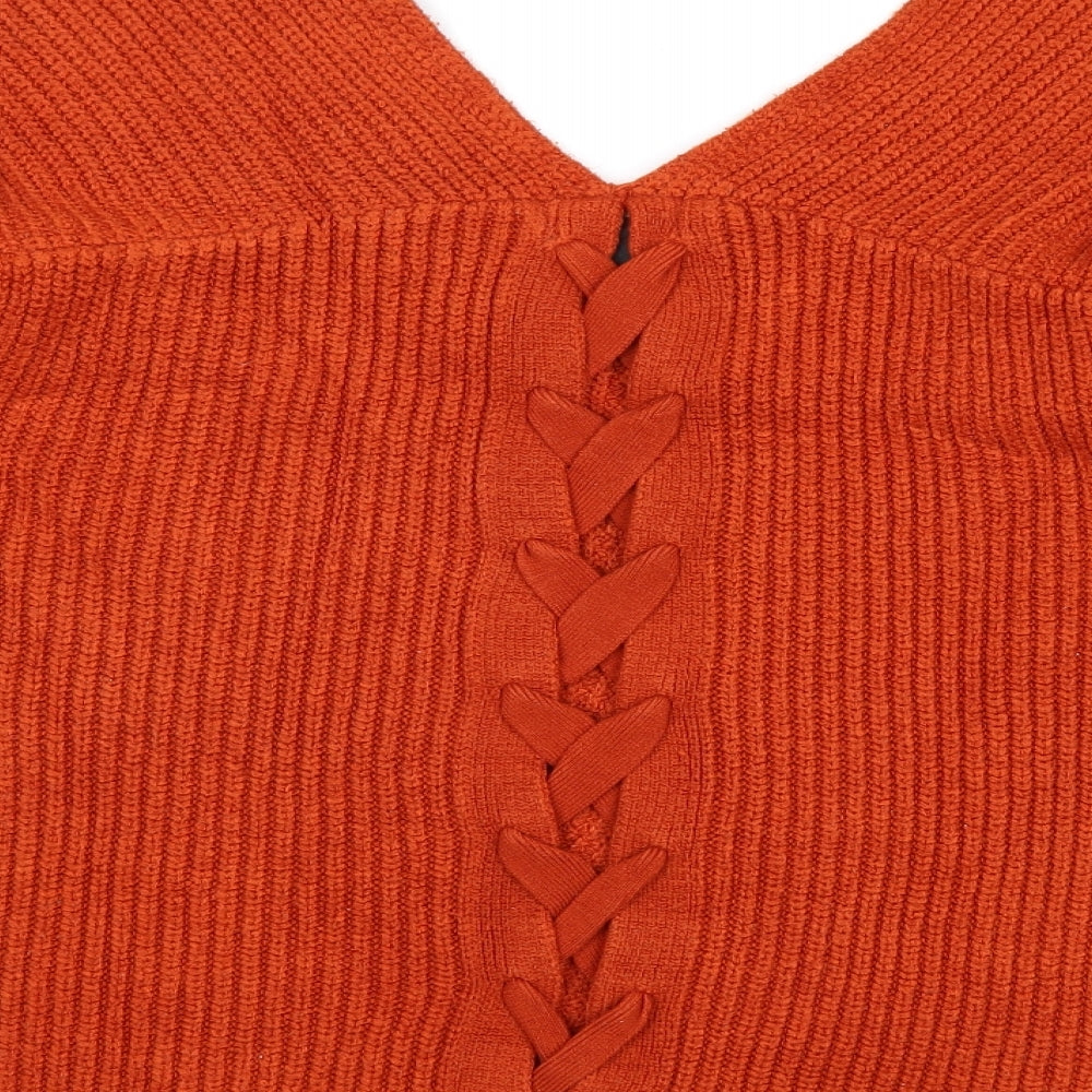 Womens UK Size M New Look Orange Pullover Jumper
