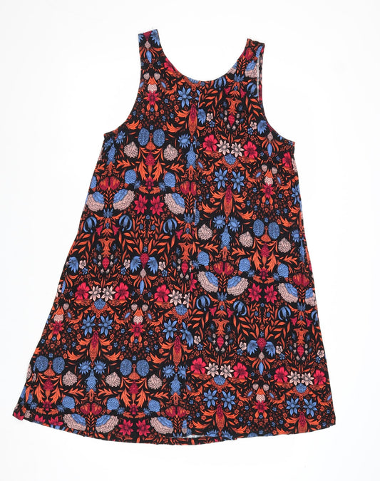H&M Womens Multicoloured Geometric Viscose Trapeze & Swing Size M Round Neck Pullover