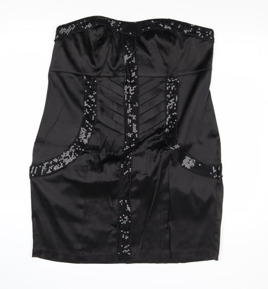 Forever 21 Womens Black Polyester A-Line Size XL Off the Shoulder Zip