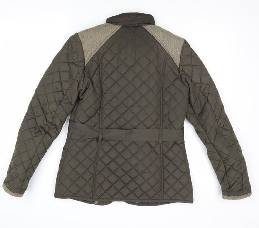Red Herring Womens Green Quilted Jacket Size 10 Zip