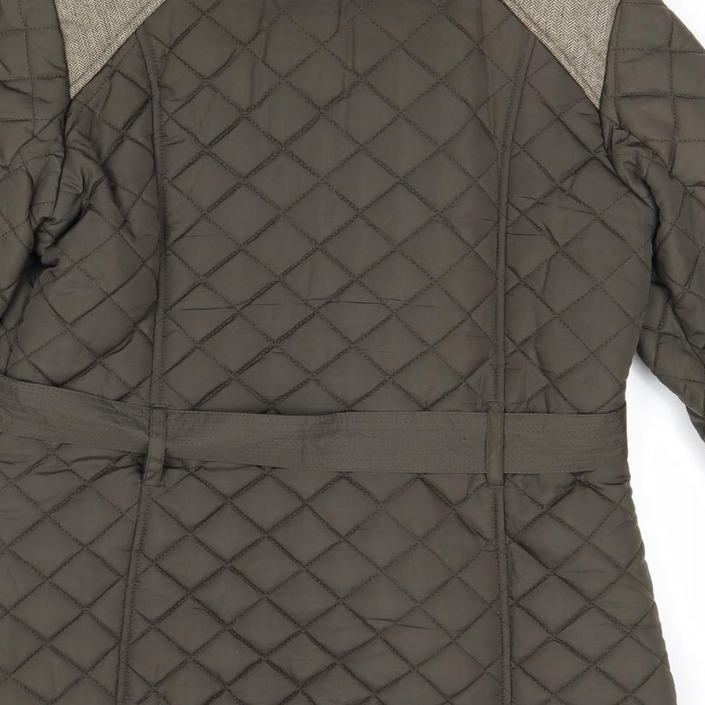 Red Herring Womens Green Quilted Jacket Size 10 Zip