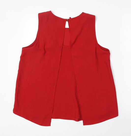 Dorothy Perkins Womens Red Polyester Basic Tank Size 10 Scoop Neck