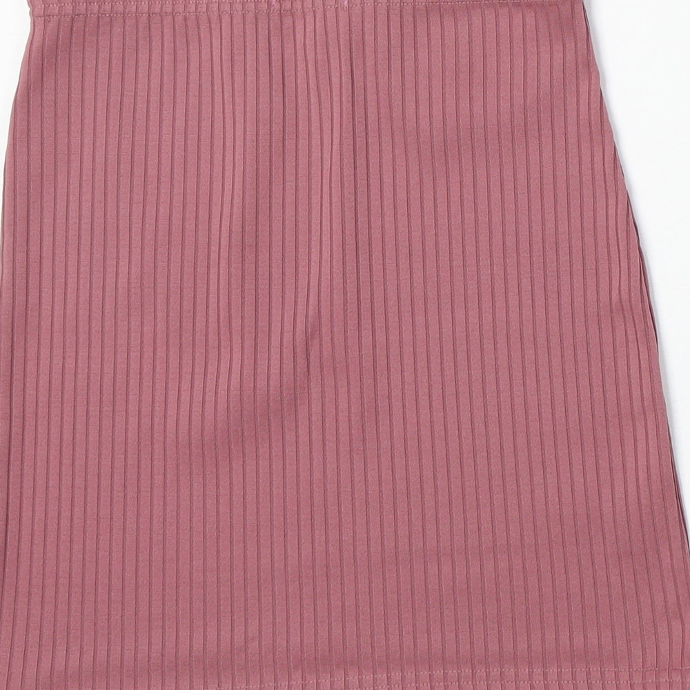 PRETTYLITTLETHING Womens Pink Polyester Bandage Skirt Size 8