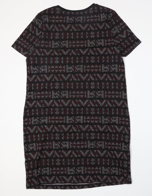 New Look Womens Multicoloured Geometric Polyester A-Line Size 14 Round Neck Pullover
