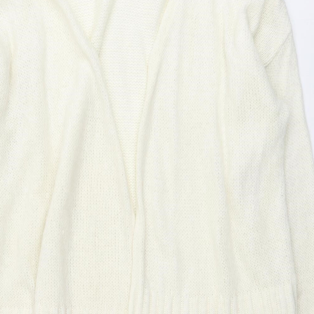 Boohoo Womens Ivory V-Neck Acrylic Cardigan Jumper Size M - Open
