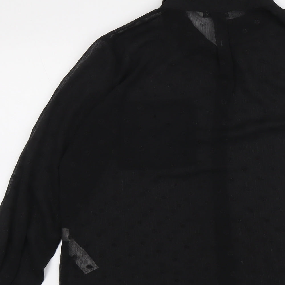 Womens UK Size L Stradivarius Black Basic Button-Up