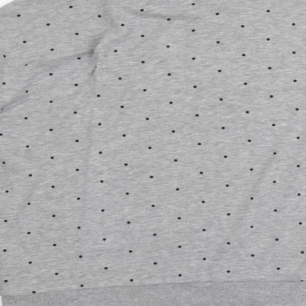 H&M Womens Grey Polka Dot Cotton Pullover Sweatshirt Size M Pullover