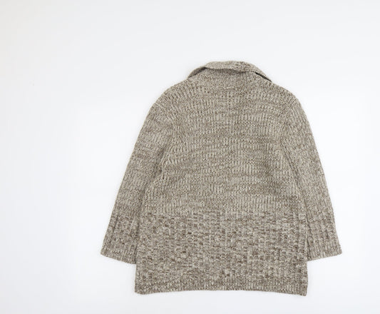 Casual Club Womens Beige V-Neck Acrylic Cardigan Jumper Size 14