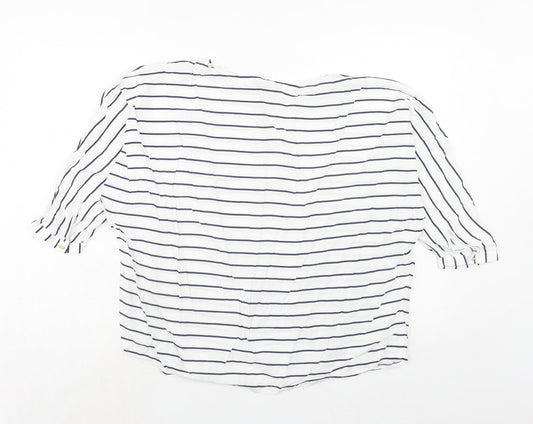 Esprit Womens White Striped Viscose Basic Blouse Size M Round Neck