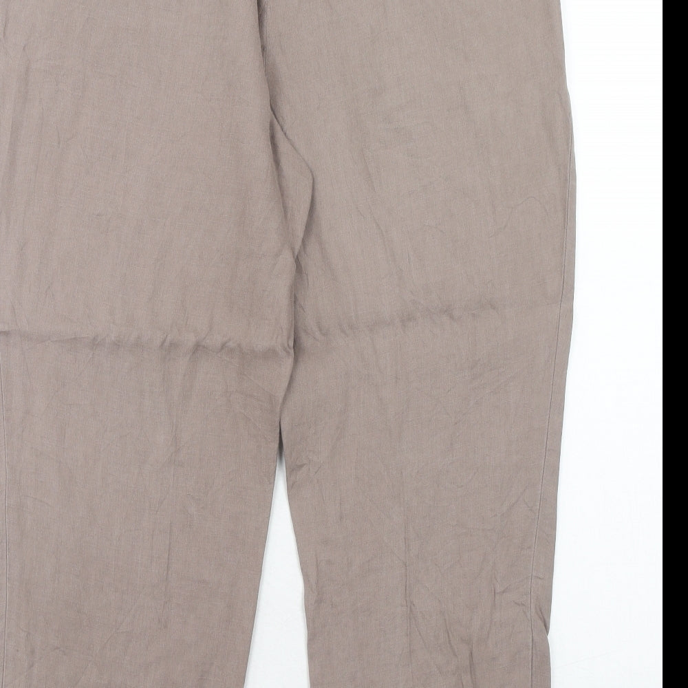 LOFT Womens Brown Linen Chino Trousers Size 34 in Regular Hook & Eye