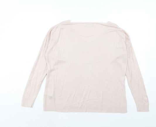 James Lakeland Womens Pink Scoop Neck Acrylic Pullover Jumper Size S - Size S/M