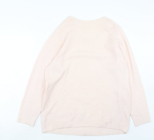 Evans Womens Pink Round Neck Acrylic Pullover Jumper Size 18 - Owl