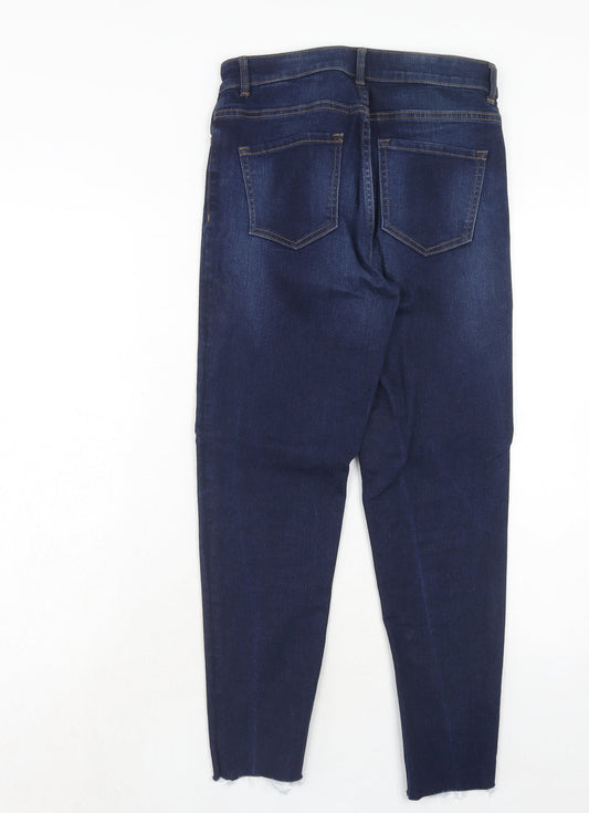 Marks and Spencer Womens Blue Cotton Skinny Jeans Size 10 Regular Zip