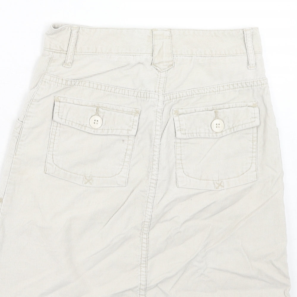 H&M Womens Beige Cotton A-Line Skirt Size 6 Zip