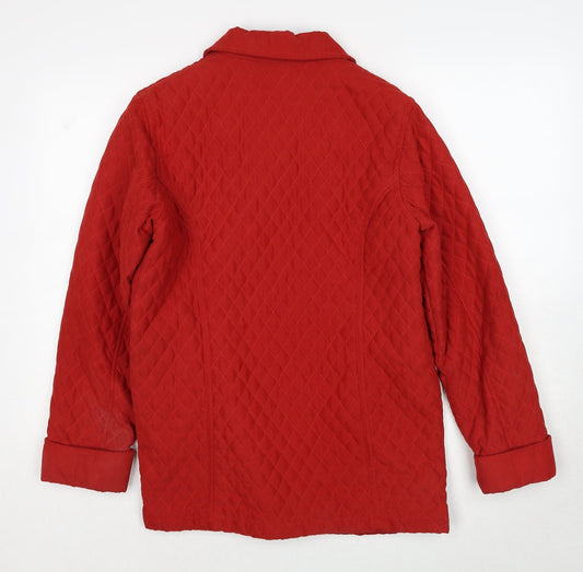 Womens UK Size M Jumper Red Quilted Coat