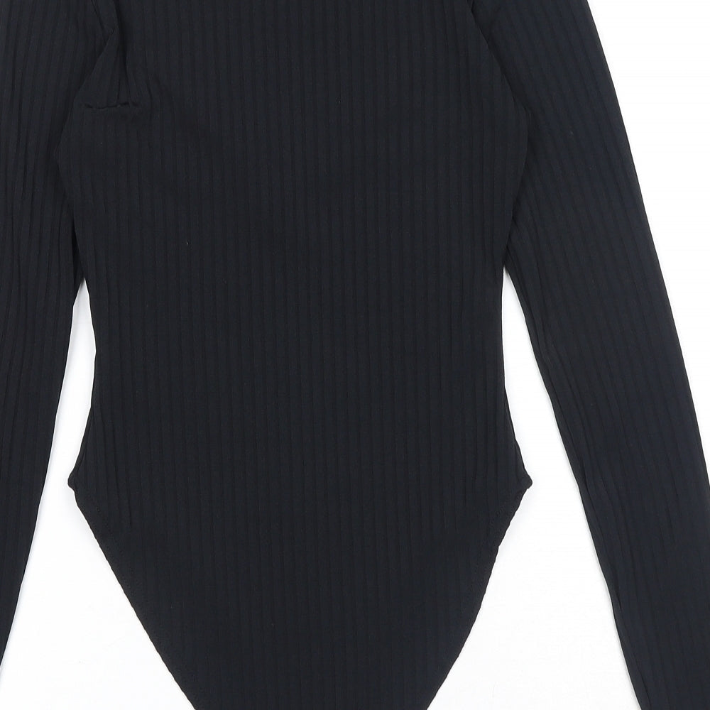 Nasty Gal Womens Black Polyester Bodysuit One-Piece Size 8 Snap