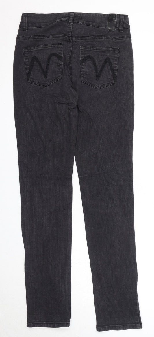 Marc Lauge Womens Black Cotton Straight Jeans Size 10 Regular Zip