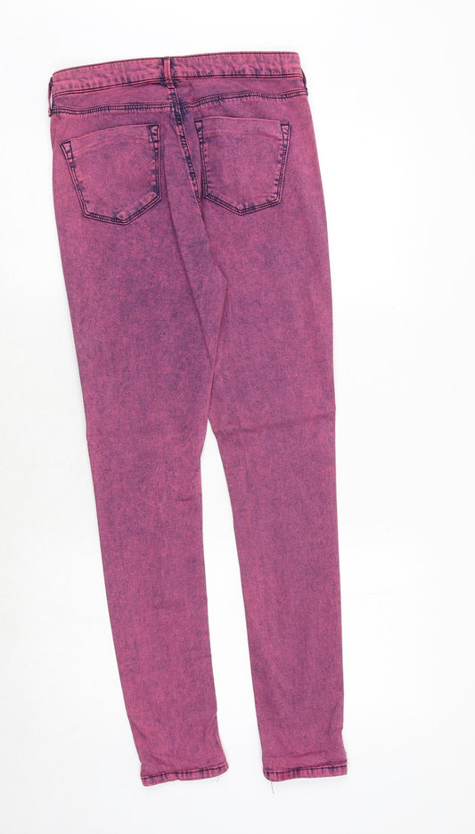 Topshop Womens Pink Cotton Skinny Jeans Size 30 in Regular Zip