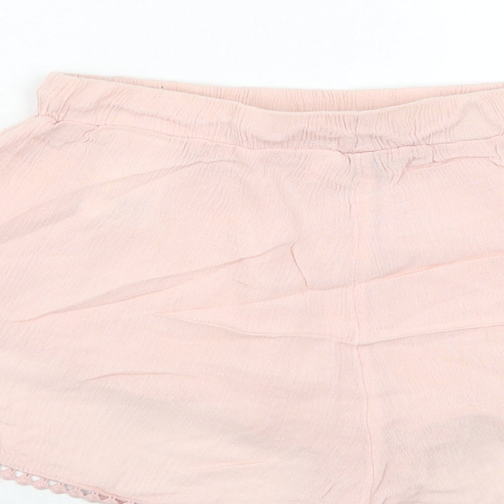 H&M Womens Pink Viscose Basic Shorts Size 8 Regular Drawstring