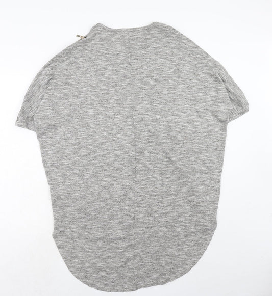 Apricot Womens Grey Geometric Polyester Basic Blouse Size L Round Neck