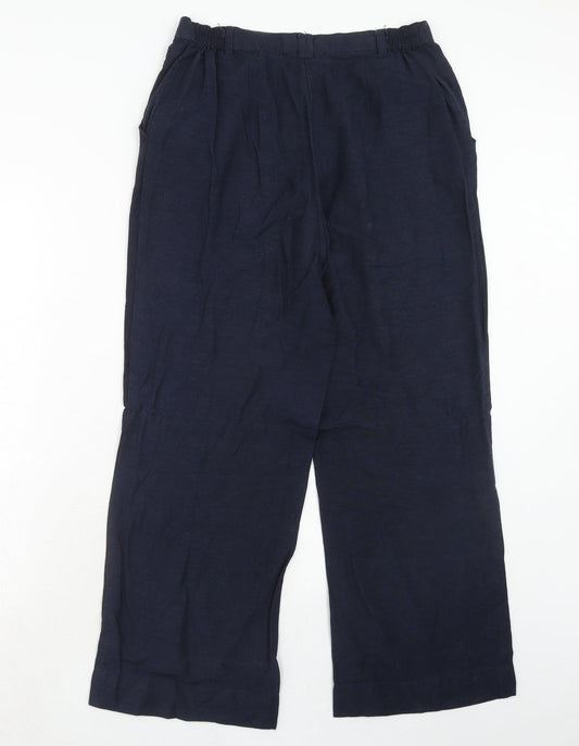 Joanna Hope Womens Blue Viscose Trousers Size 12 Regular Hook & Eye