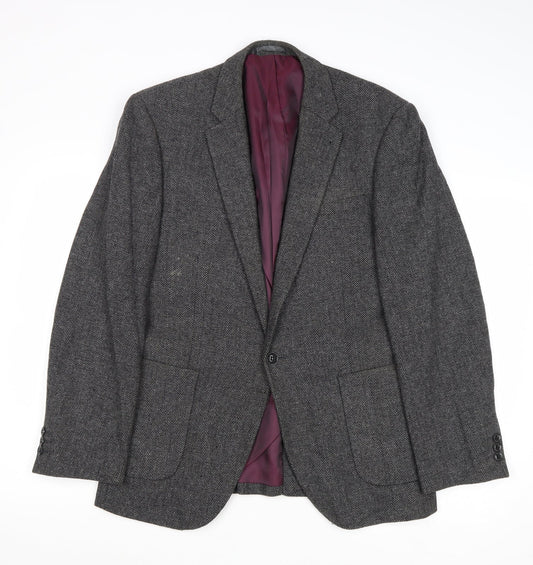 Mens UK Size 38 B&W Regular Grey Suit Jacket