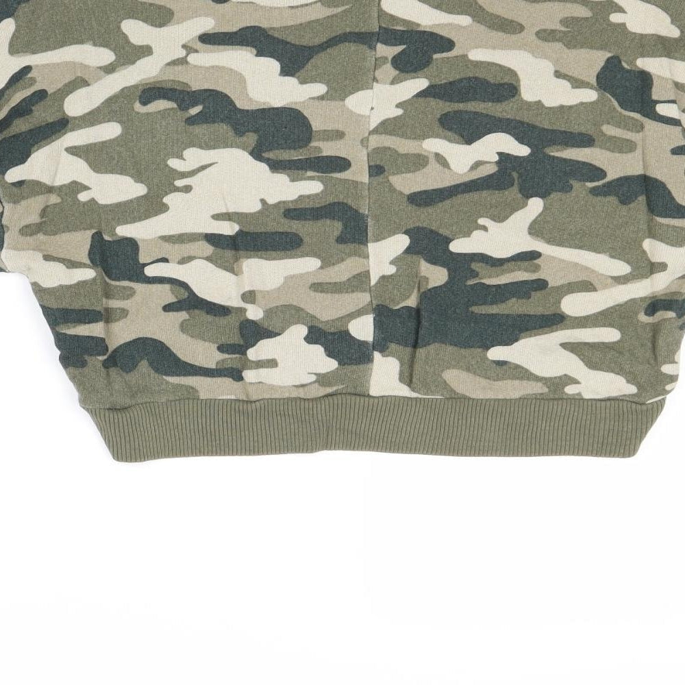 Bershka Womens Green Camouflage Polyester Pullover Sweatshirt Size S Pullover - Gathered Sleeves