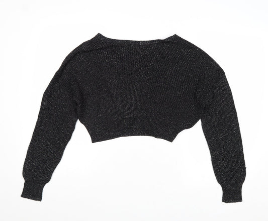 Womens UK Size S Sparkle & Fade Black Pullover Jumper
