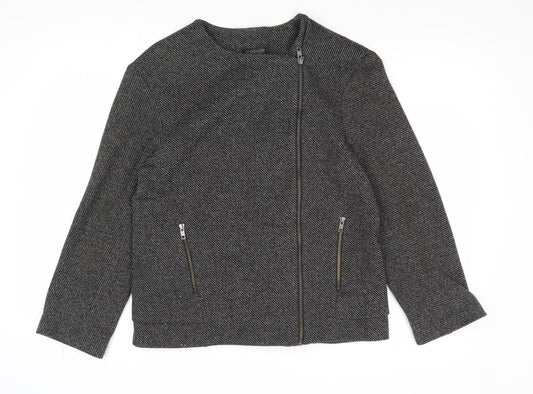 Topshop Womens Black Geometric Biker Jacket Size 10 Zip