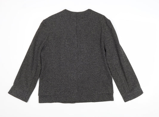 Topshop Womens Black Geometric Biker Jacket Size 10 Zip
