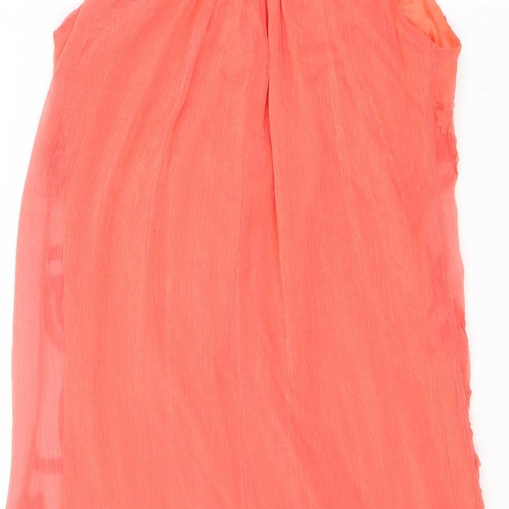 Rage Womens Pink Geometric Polyester A-Line Size 10 Round Neck Pullover - Flower Detail