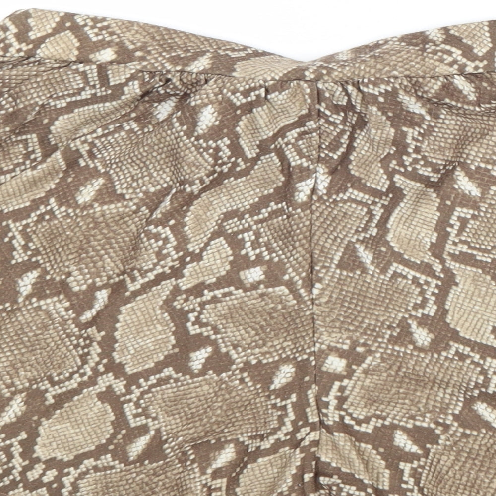 Boohoo Womens Brown Animal Print Polyester Basic Shorts Size 10 Regular Pull On - Snake Skin Print