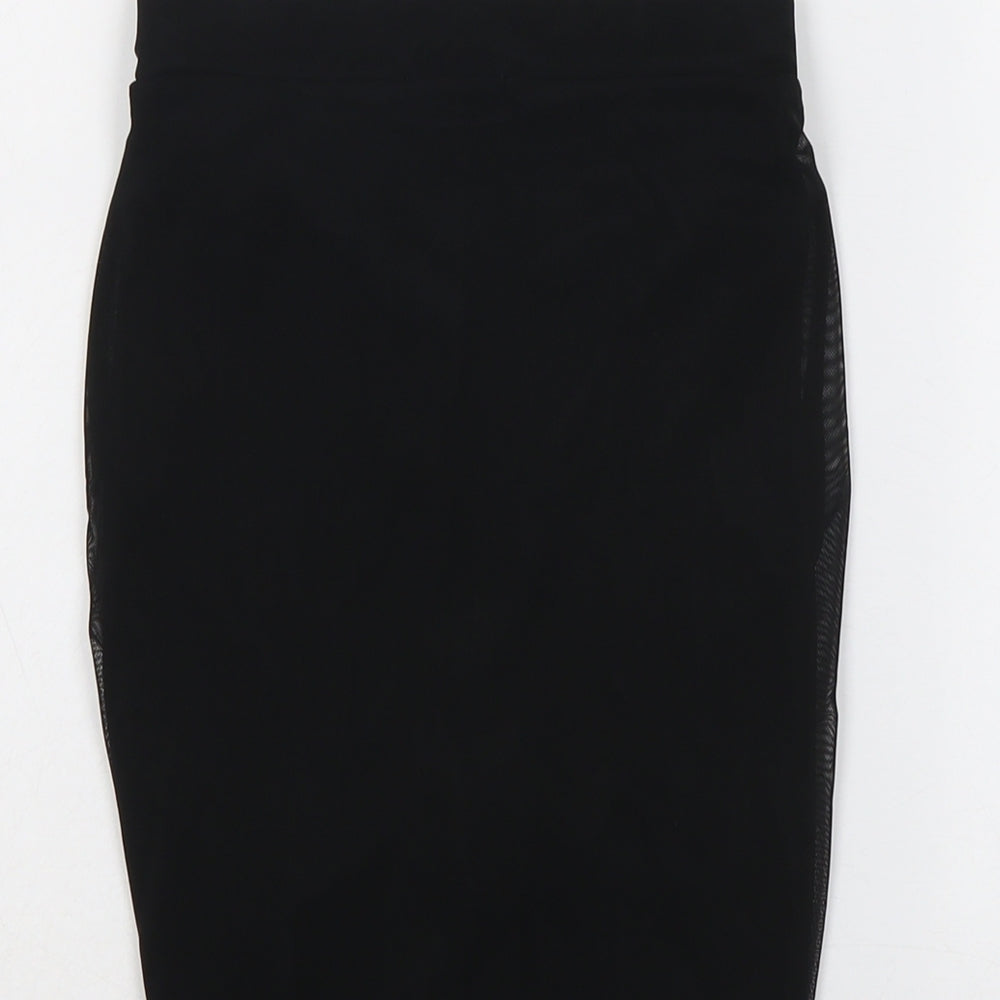 PRETTYLITTLETHING Womens Black Polyester Bandage Skirt Size 6