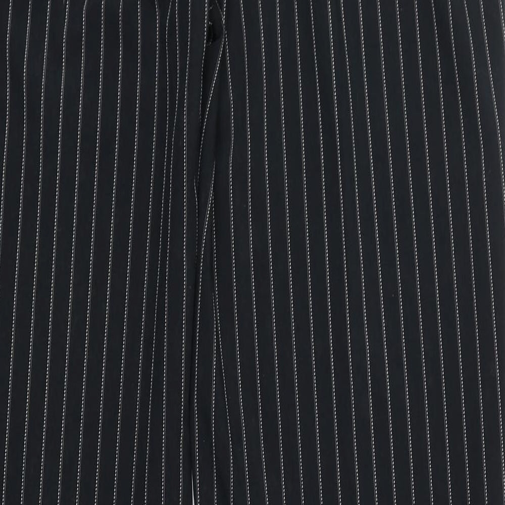 Verso Womens Black Striped Polyester Trousers Size 32 in Regular Zip
