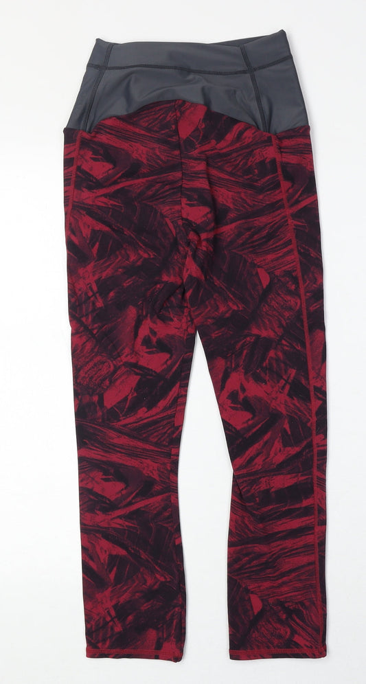 DECATHLON Womens Red Geometric Nylon Compression Leggings Size 26 in Regular Pullover