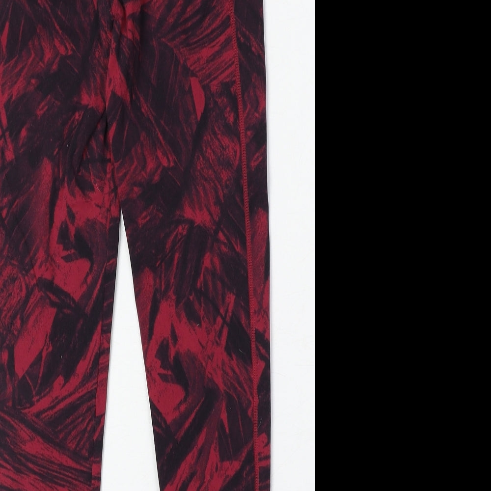 DECATHLON Womens Red Geometric Nylon Compression Leggings Size 26 in Regular Pullover