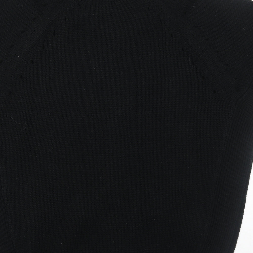 Cotton Traders Womens Black Round Neck Acrylic Cardigan Jumper Size 10 - Size 10-12