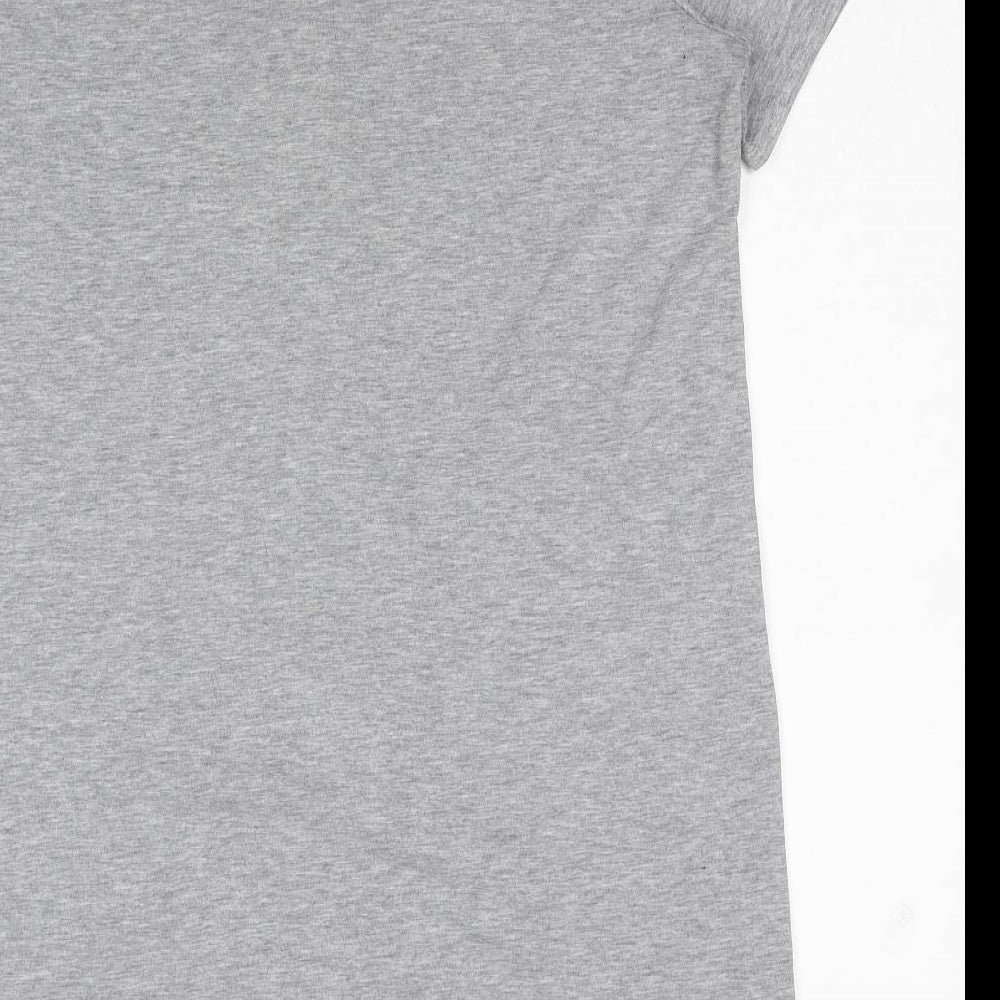 Boohoo Womens Grey Polyester Basic Button-Up Size 12 Round Neck