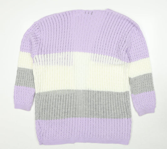 Womens UK Size S PINK Purple Cardigan Jumper