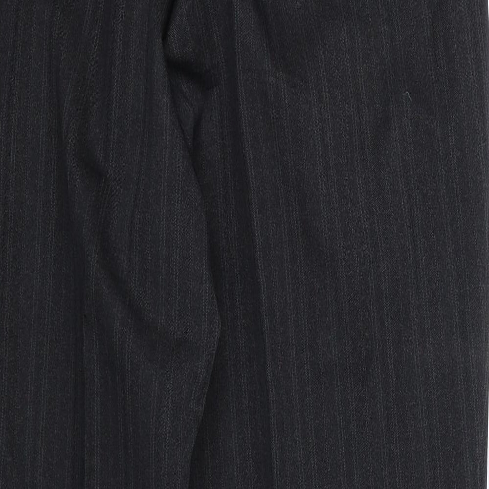GP Mens Black Striped Polyester Trousers Size 38 in L23 in Regular Zip