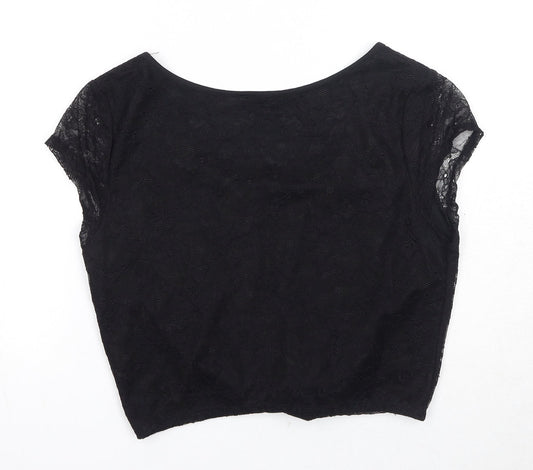 Womens UK Size 14 H&M Black Basic T-Shirt