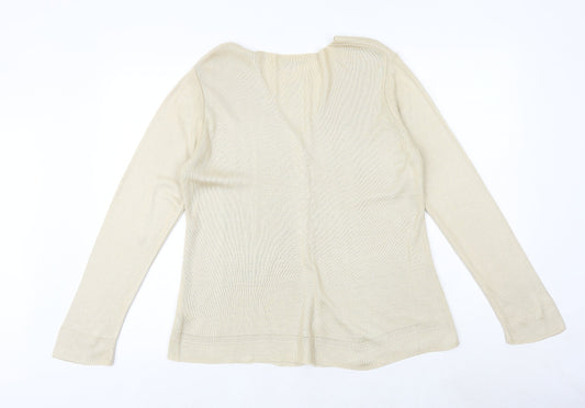 BHS Womens Beige V-Neck Acrylic Cardigan Jumper Size 14