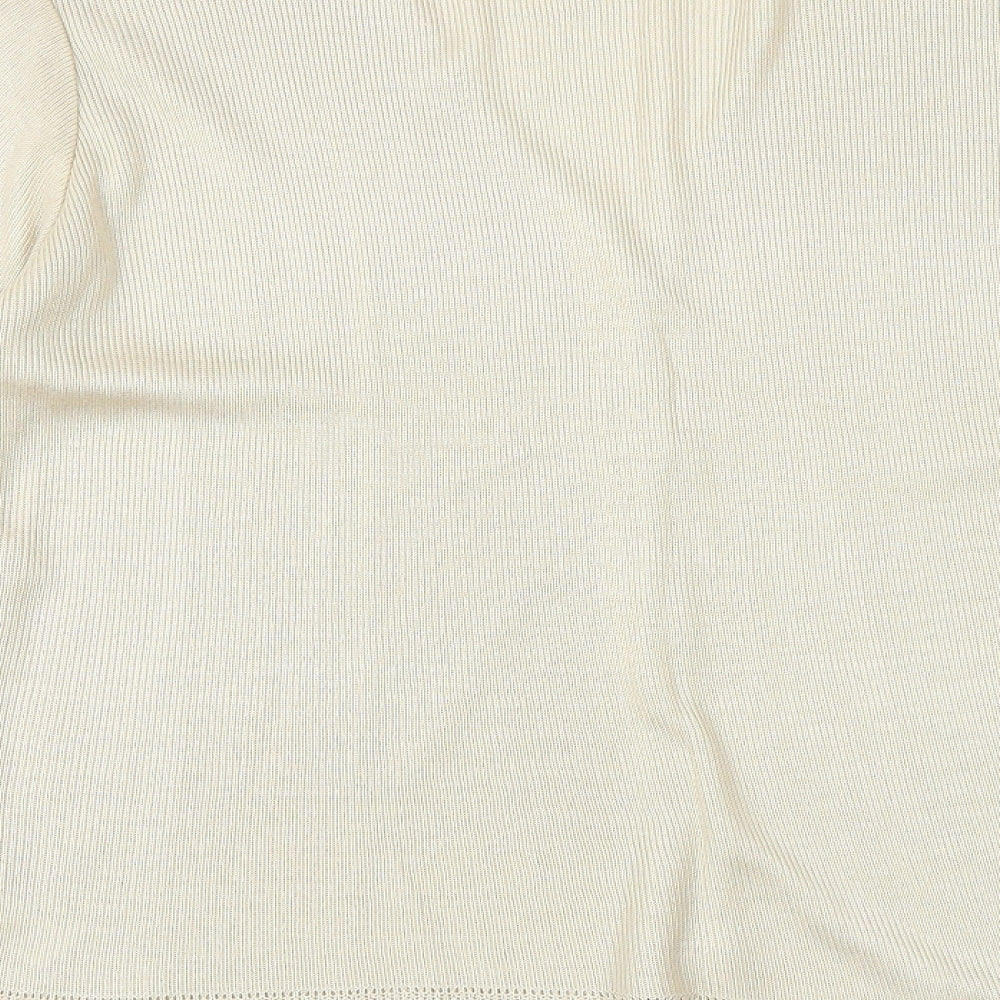 BHS Womens Beige V-Neck Acrylic Cardigan Jumper Size 14