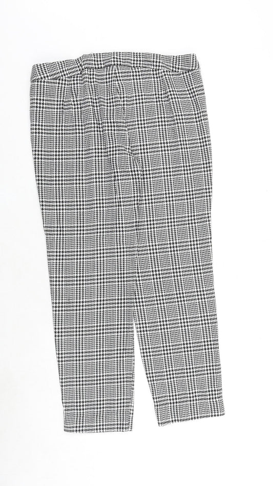 Select Womens Black Plaid Viscose Trousers Size 12 Regular Zip