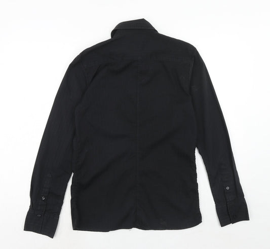 Mens UK Size M H&M Black Button-Up Long Sleeve Casual Shirt