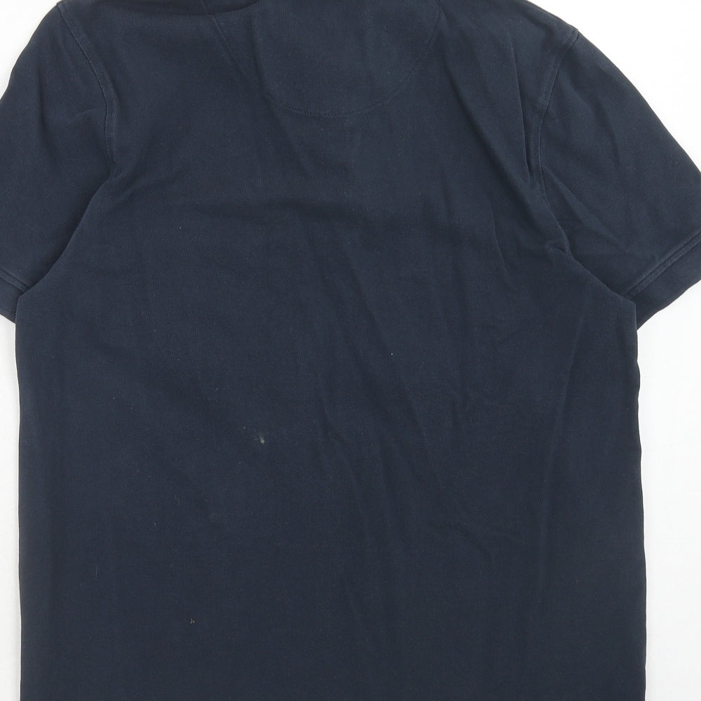 Rivers Mens Blue Colourblock Cotton Polo Size M Collared Button